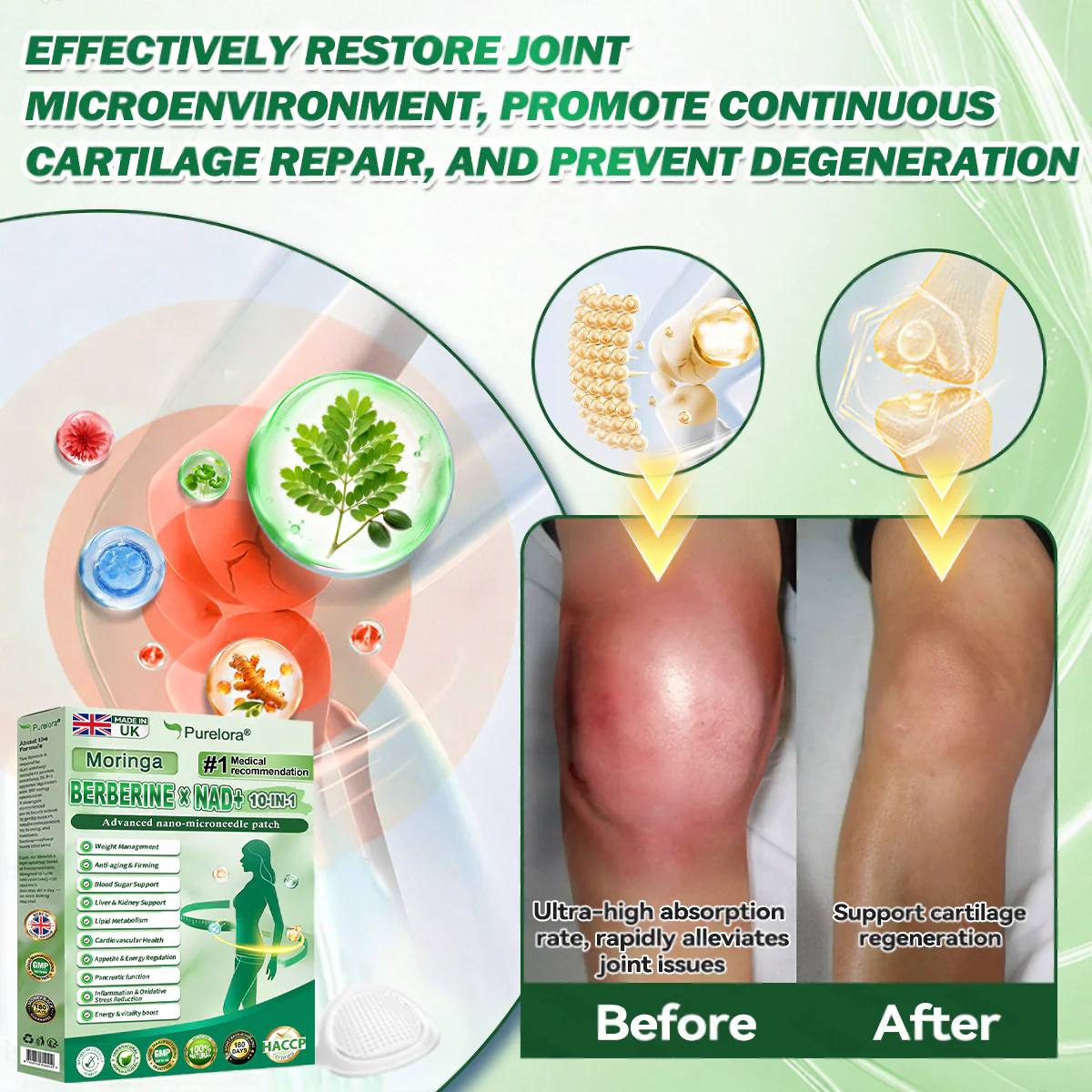 ⭐ Top Rated| Purelora® Moringa Berberine × NAD⁺ 10-in-1 Nano Microneedle Patch (Just once daily, visible changes in 7 days) ✅ Supports weight management, loose skin, diabetes care, sleep apnea, joint comfort, and more - Image 9