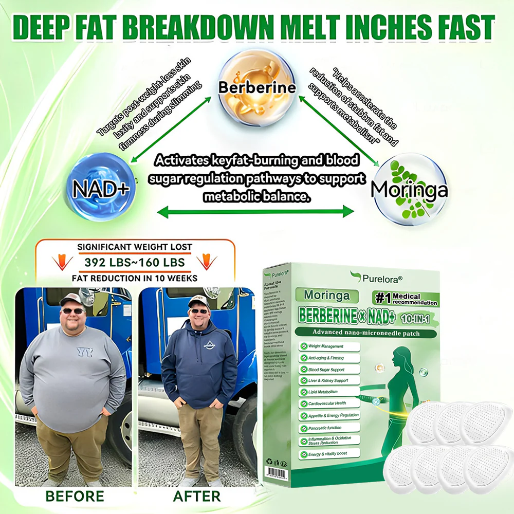 🔥Online UK| Purelora® Moringa Berberine × NAD⁺ 10-in-1 Nano Microneedle Patch (Just once daily, visible changes in 7 days) ✅ Supports weight management, loose skin, diabetes care, sleep apnea, joint comfort, and more - Image 6
