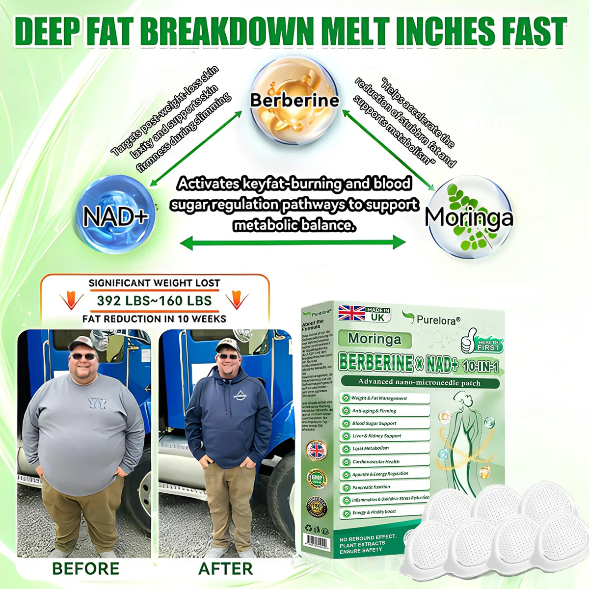 📈 Trending Now| Purelora® Moringa Berberine × NAD⁺ 10-in-1 Nano Microneedle Patch (Just once daily, visible changes in 7 days) ✅ Supports weight management, loose skin, diabetes care, sleep apnea, joint comfort, and more - Image 8