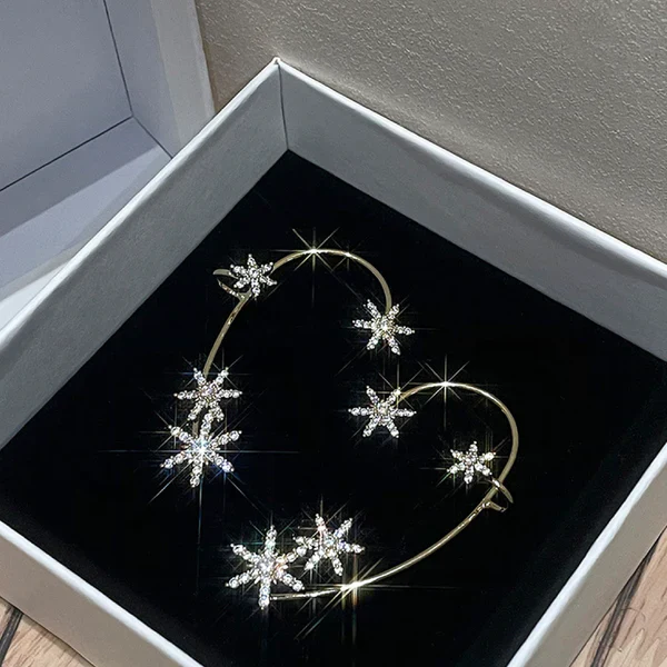 Delicate Snowflake Ear Cuff – Lightweight Silver and Gold Finish Earrings - Image 4